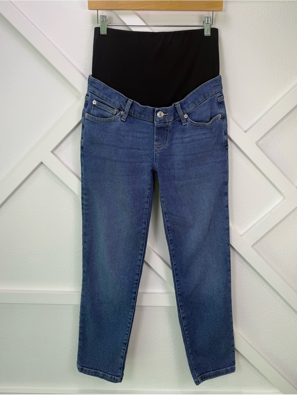 Gap Maternity Jeans Medium Wash Over Belly Straight Stretch Denim Size 27